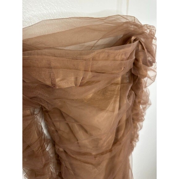 House of CB Size M Anais Tulle Off Shoulder Midi Cocktail Dress Ruched Bodycon - Picture 6 of 9